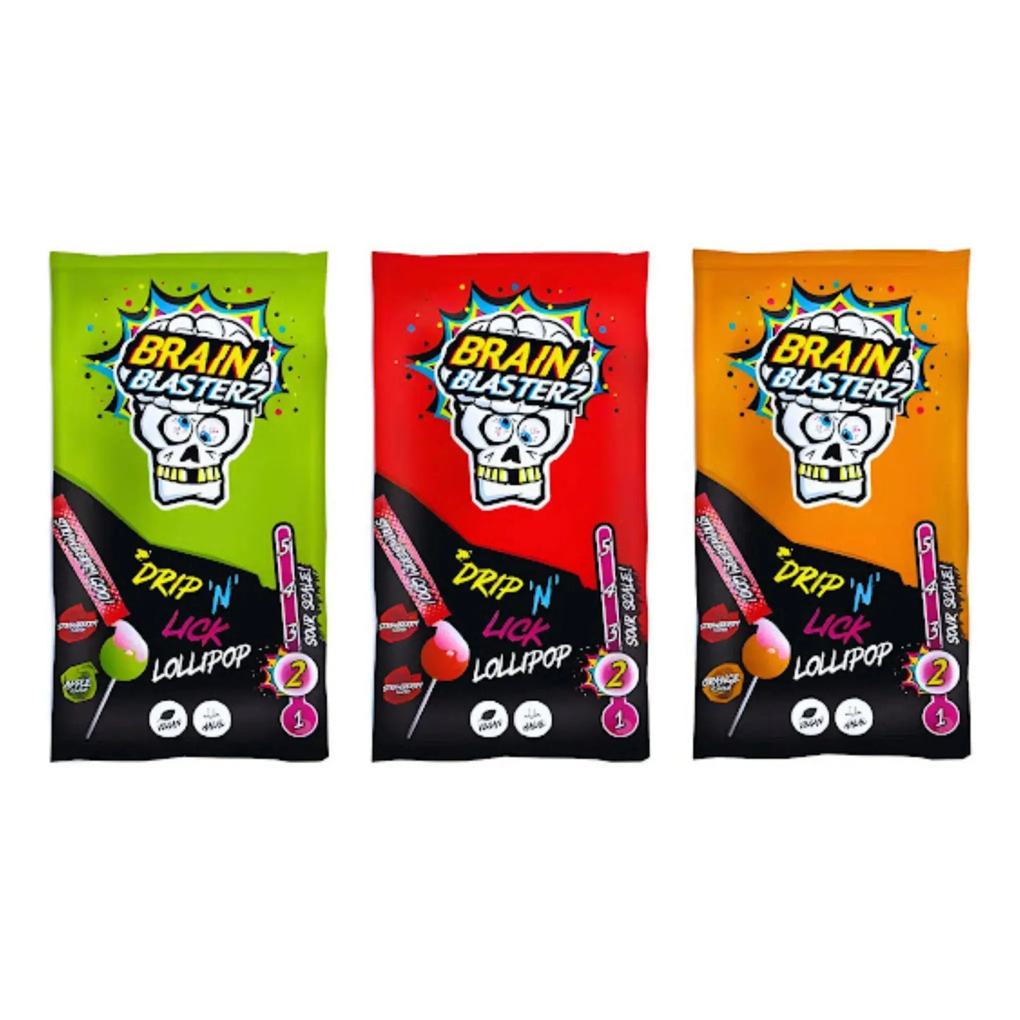 Brain Blasterz Drip 'n' Lick Lollipop (Pack of 24) Brain Blasterz