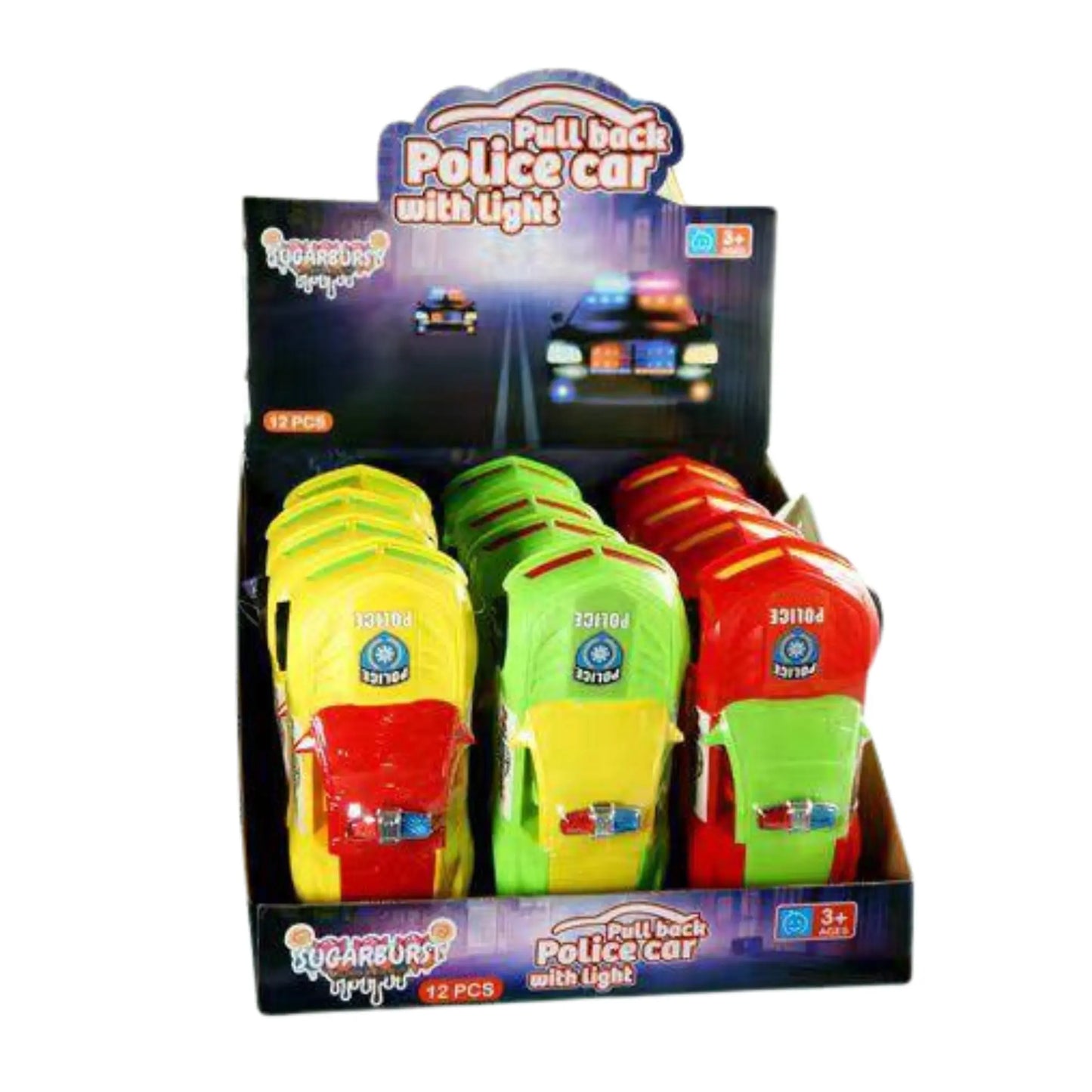 Sugar Burst Pull Back Police Car (Pack of 12) Sugar burst