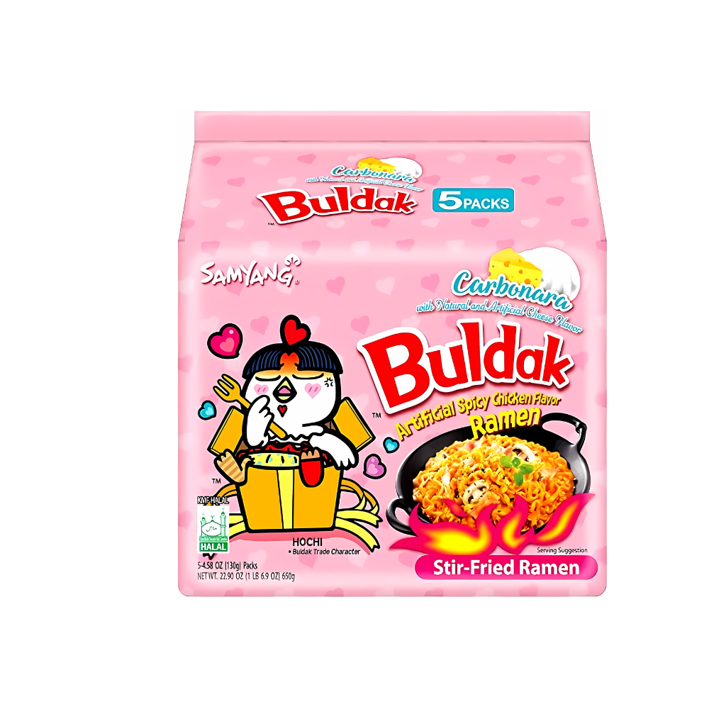 Samyang Hot Chicken Flavour Buldak Ramen Noodles Carbonara 5 Pack x 8 Bundles Samyang