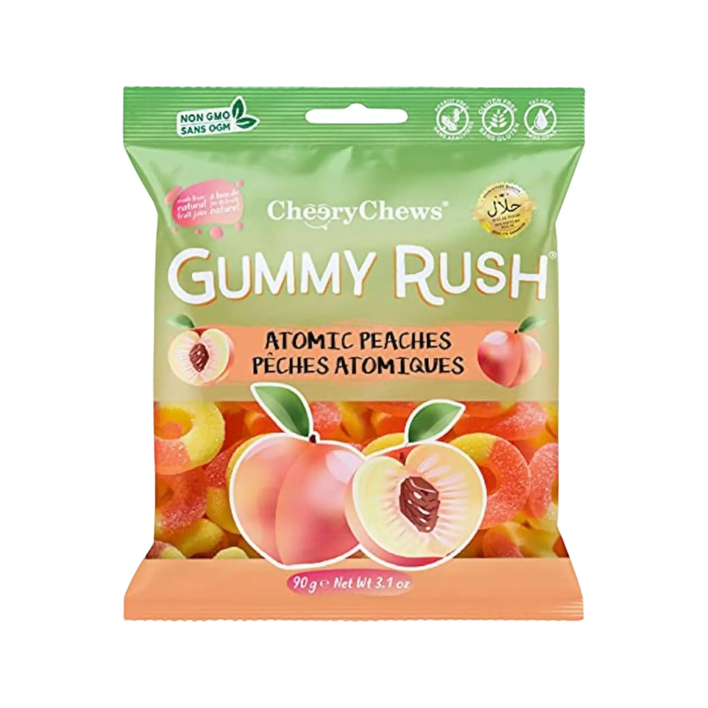 Gummy Rush Atomic Peaches 90g (Pack of 12) Gummy Rush
