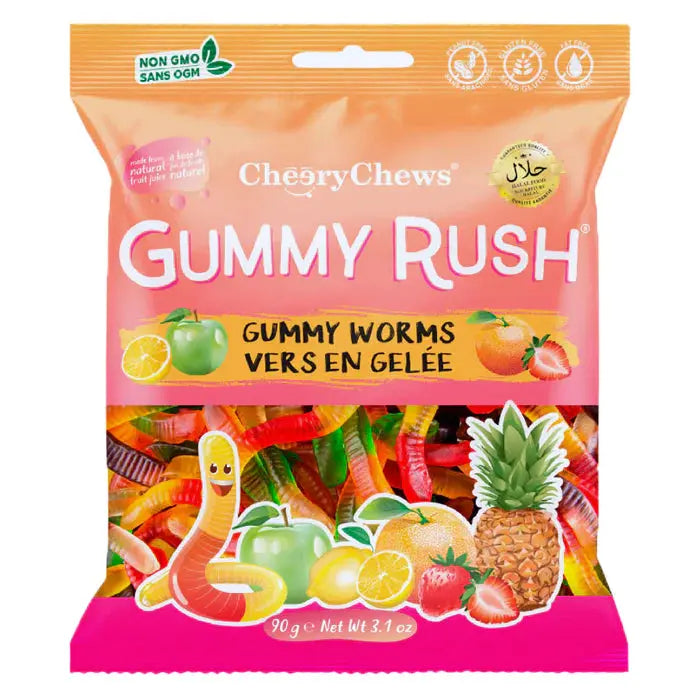 Gummy Rush Gummy Worms 90g (Pack of 12) Gummy Rush