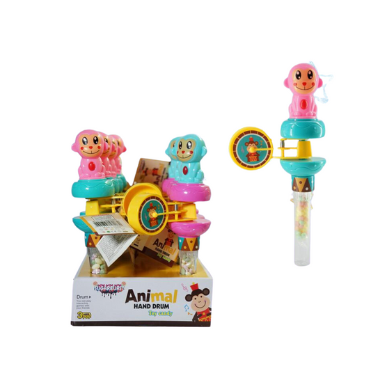 Monkey Hand Drum Candy Toy (Pack of 12)