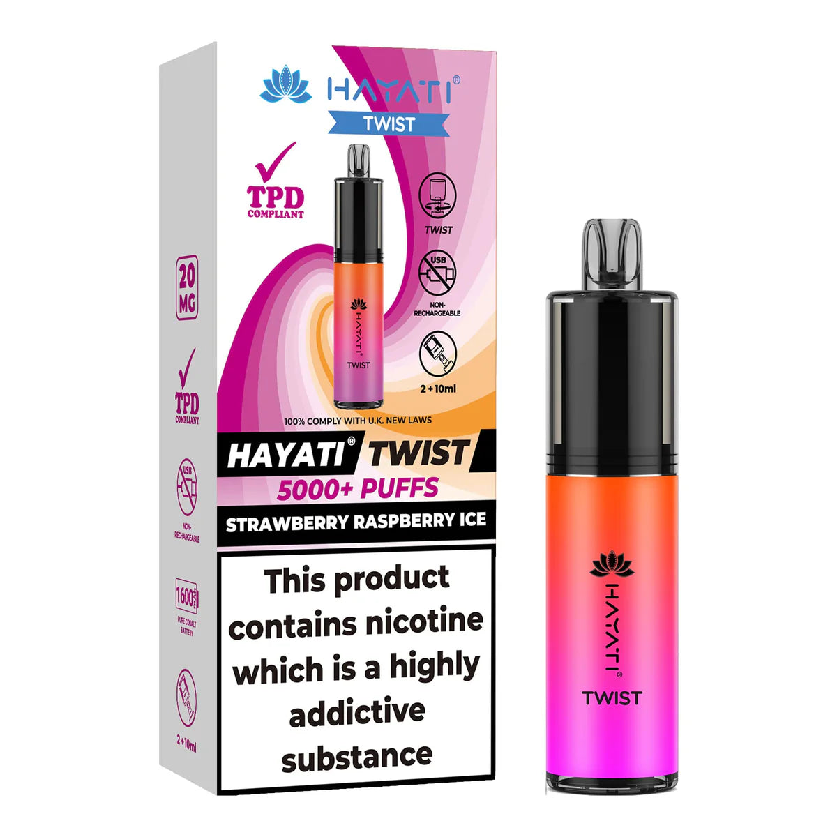 Hayati Twist 5000 Puffs TPD Compliant Vape (Pack of 5)