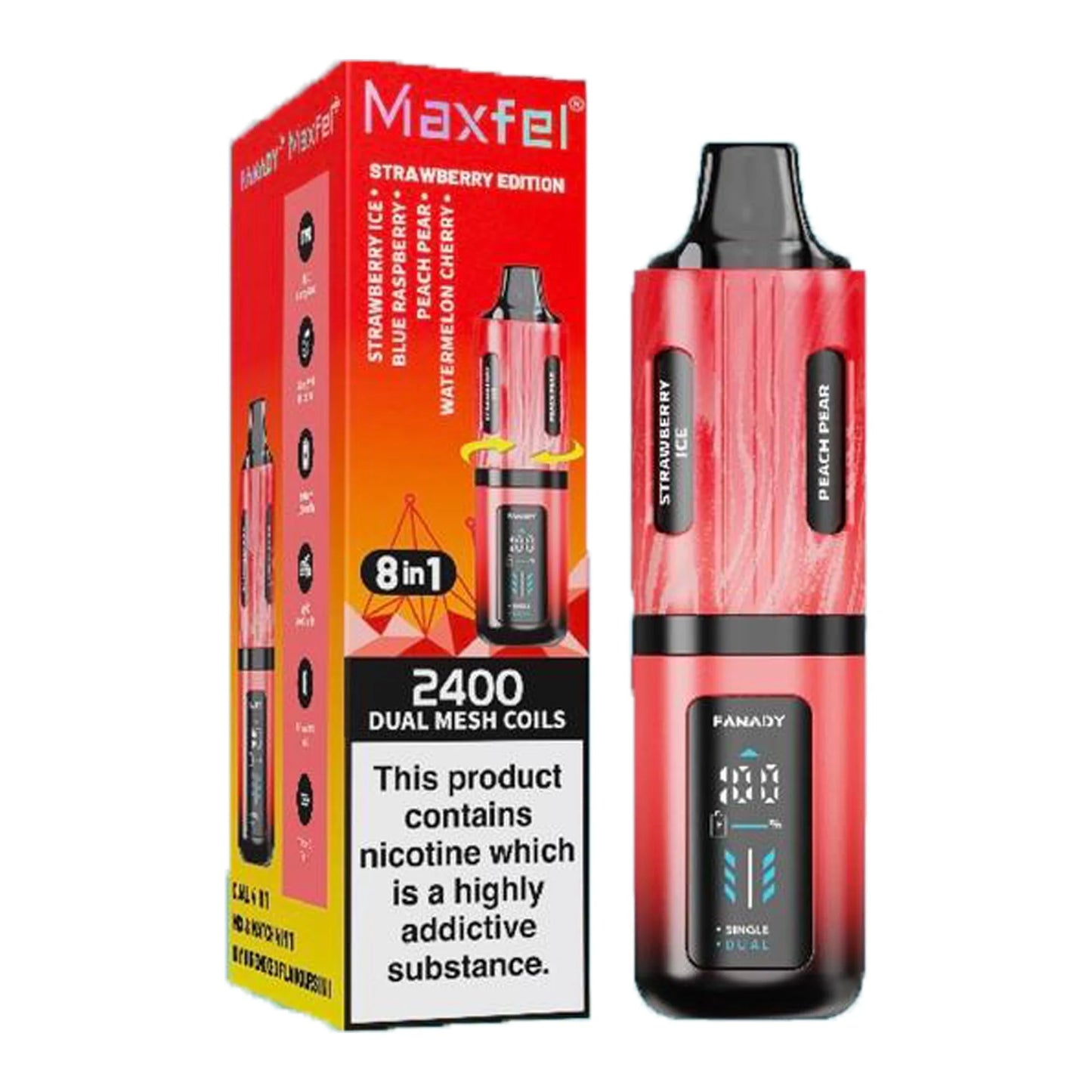 Maxfel 8 Flavours in 1 2400 Puffs TPD Compliant Vape