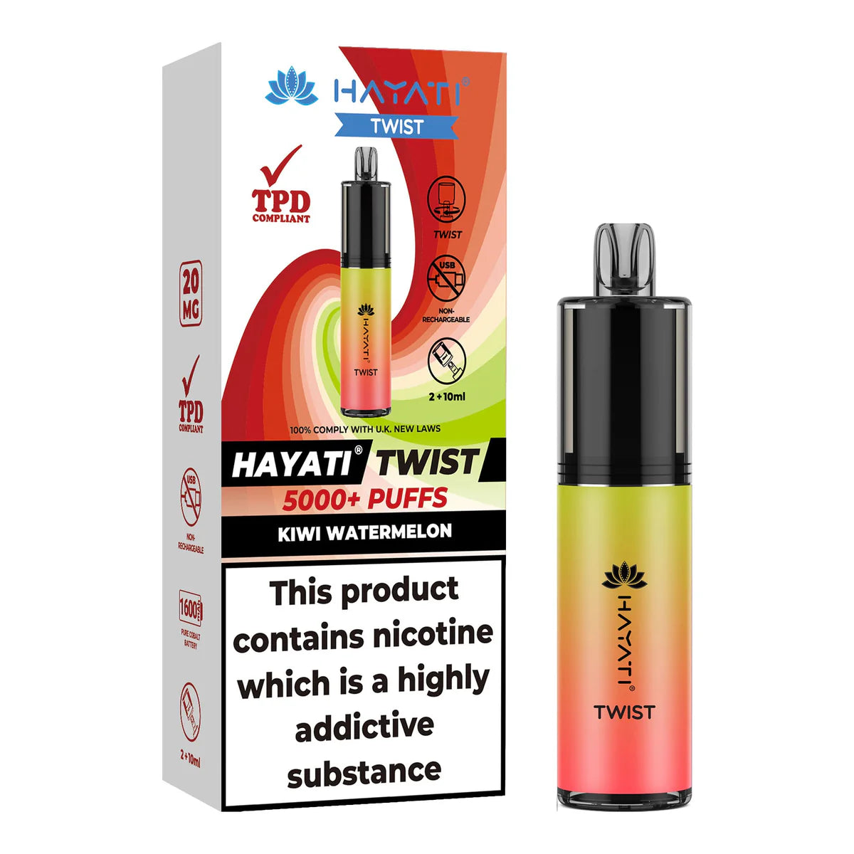 Hayati Twist 5000 Puffs TPD Compliant Vape (Pack of 5)