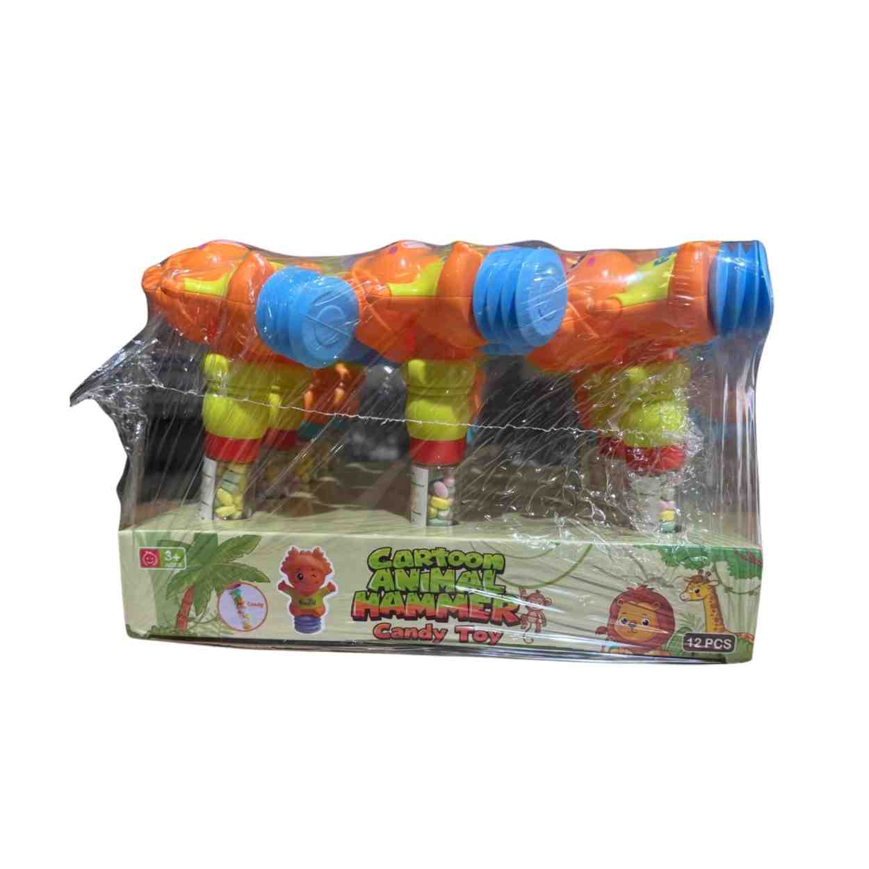 Sugar Burst Cartoon Animal hammer Candy Toy (Pack of 12)