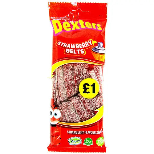 Dexter Strawberry Belts 160g (Pack of 12) (RRP £1) Dexter