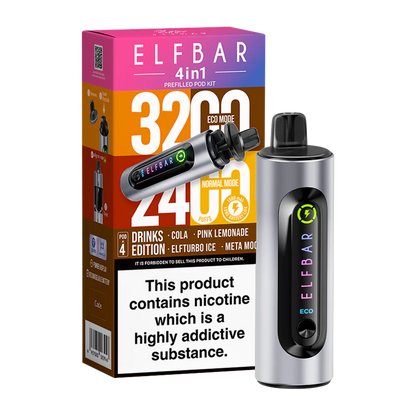 ElfBar 4 in 1 3200 Puffs Pre-Filled Pod Kit (Pack of 5) Elf Bar