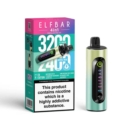 ElfBar 4 in 1 3200 Puffs Pre-Filled Pod Kit (Pack of 5) Elf Bar