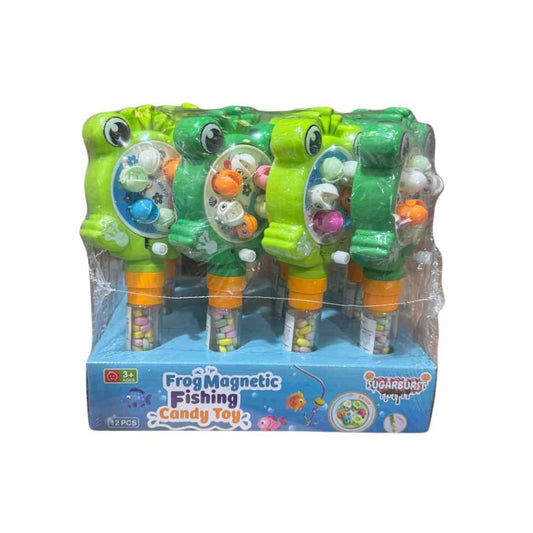 Sugar Burst Frog Magnetic Fishing Candy Toy (Pack of 12)