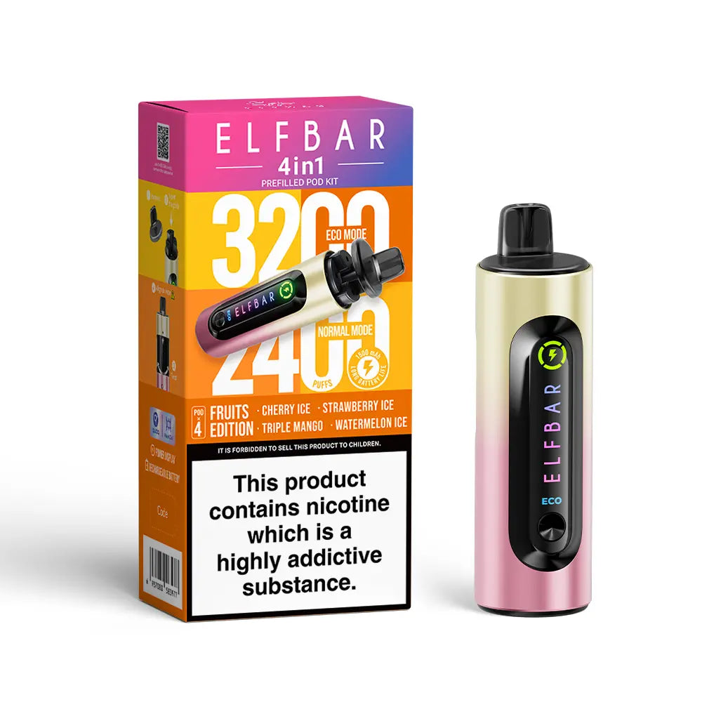 ElfBar 4 in 1 3200 Puffs Pre-Filled Vape Kit (Pack of 5)