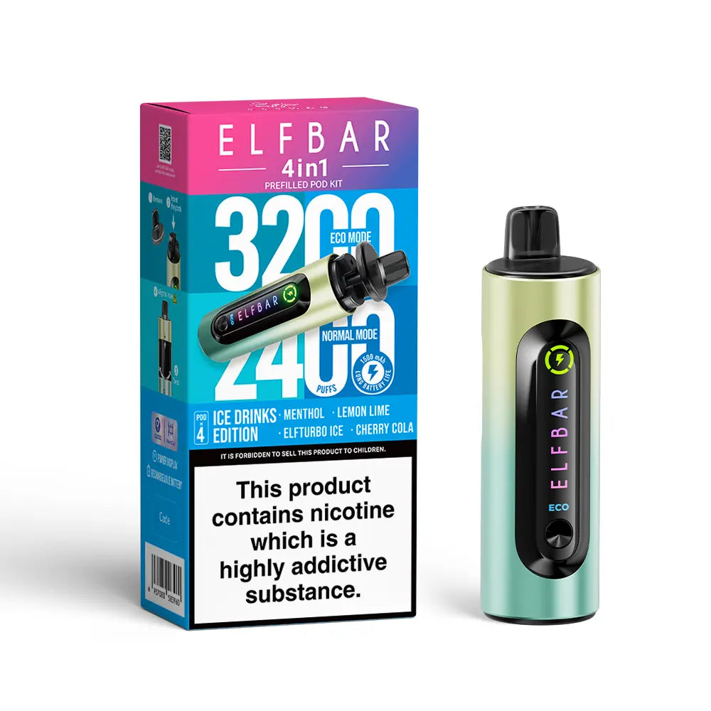 ElfBar 4 in 1 3200 Puffs Pre-Filled Vape Kit (Pack of 5)