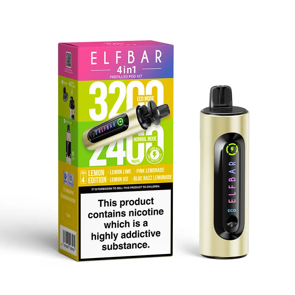 ElfBar 4 in 1 3200 Puffs Pre-Filled Vape Kit (Pack of 5)