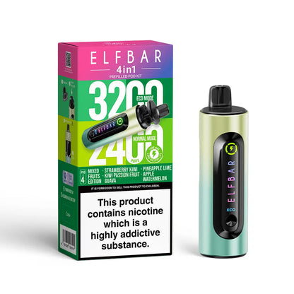 ElfBar 4 in 1 3200 Puffs Pre-Filled Pod Kit (Pack of 5) Elf Bar