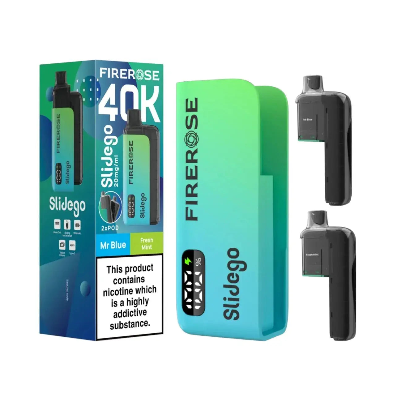 Firerose SLIDEGO 40K Prefilled Pod Kit (Pack of 5)