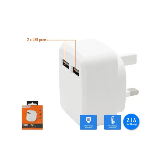 Speedy 2.1A Dual-USB A Travel Charger (Pack of 1)