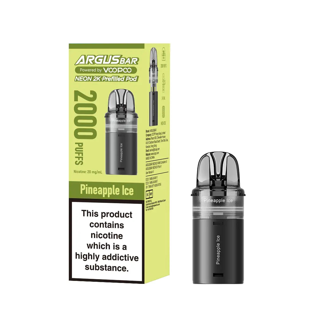 Voopoo Argus Bar Neon 2000 Replacement Pods (Pack of 10) Voopoo