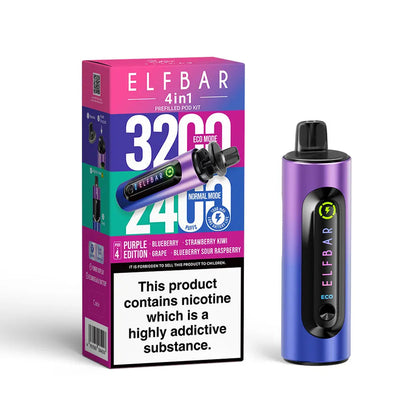 ElfBar 4 in 1 3200 Puffs Pre-Filled Pod Kit (Pack of 5) Elf Bar