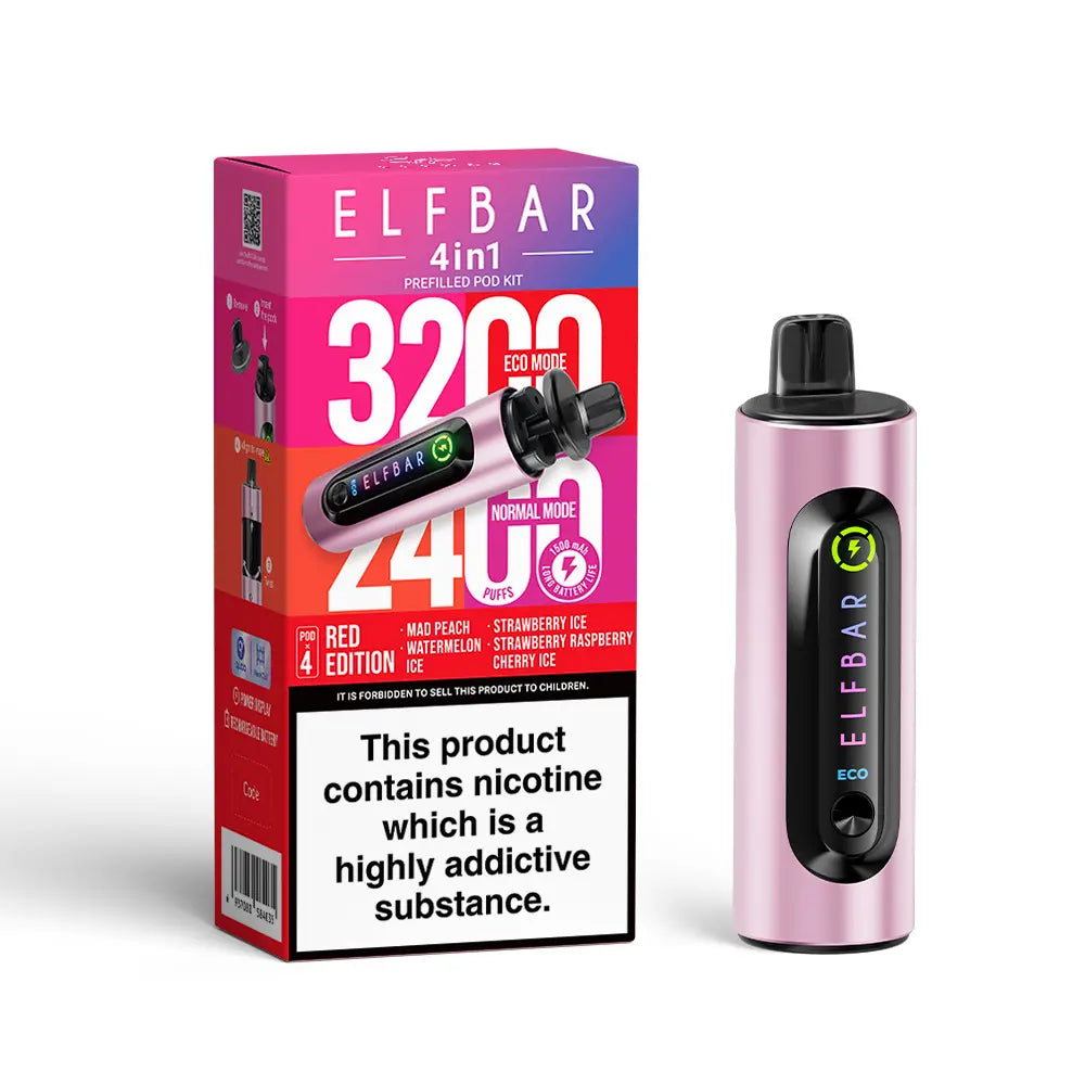 ElfBar 4 in 1 3200 Puffs Pre-Filled Vape Kit (Pack of 5)