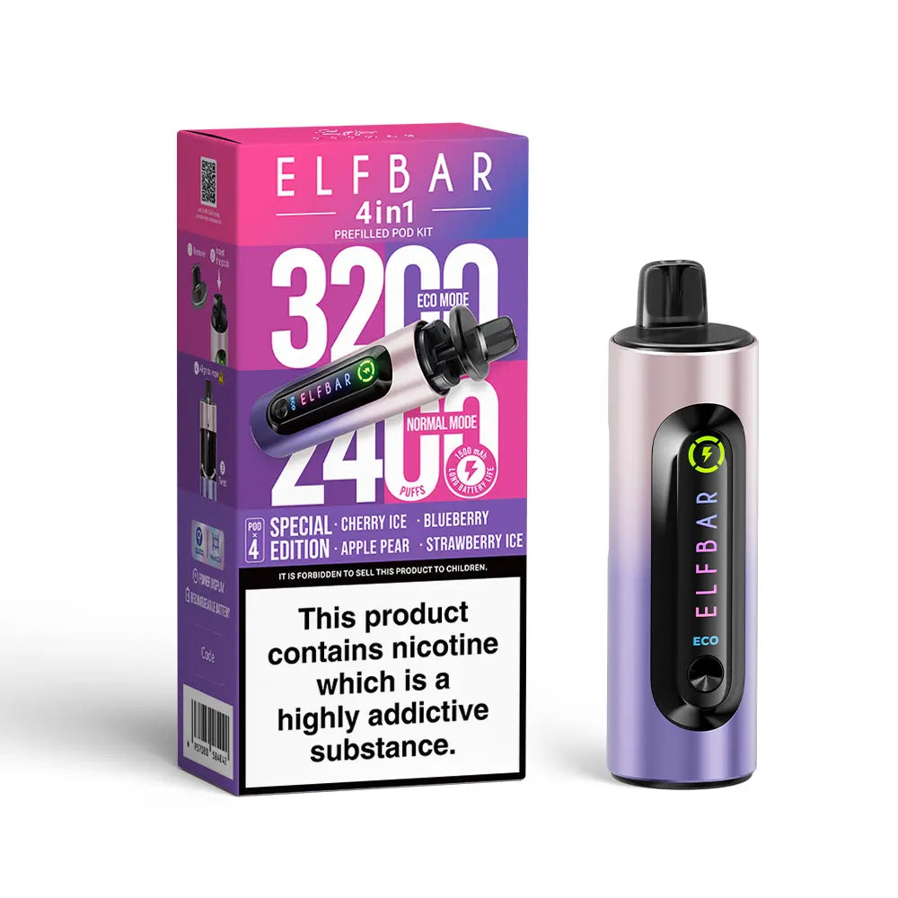 ElfBar 4 in 1 3200 Puffs Pre-Filled Vape Kit (Pack of 5)