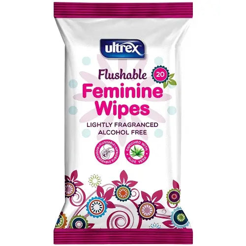 Ultrex Flushable Feminine Wipes 20s (Pack of 6)