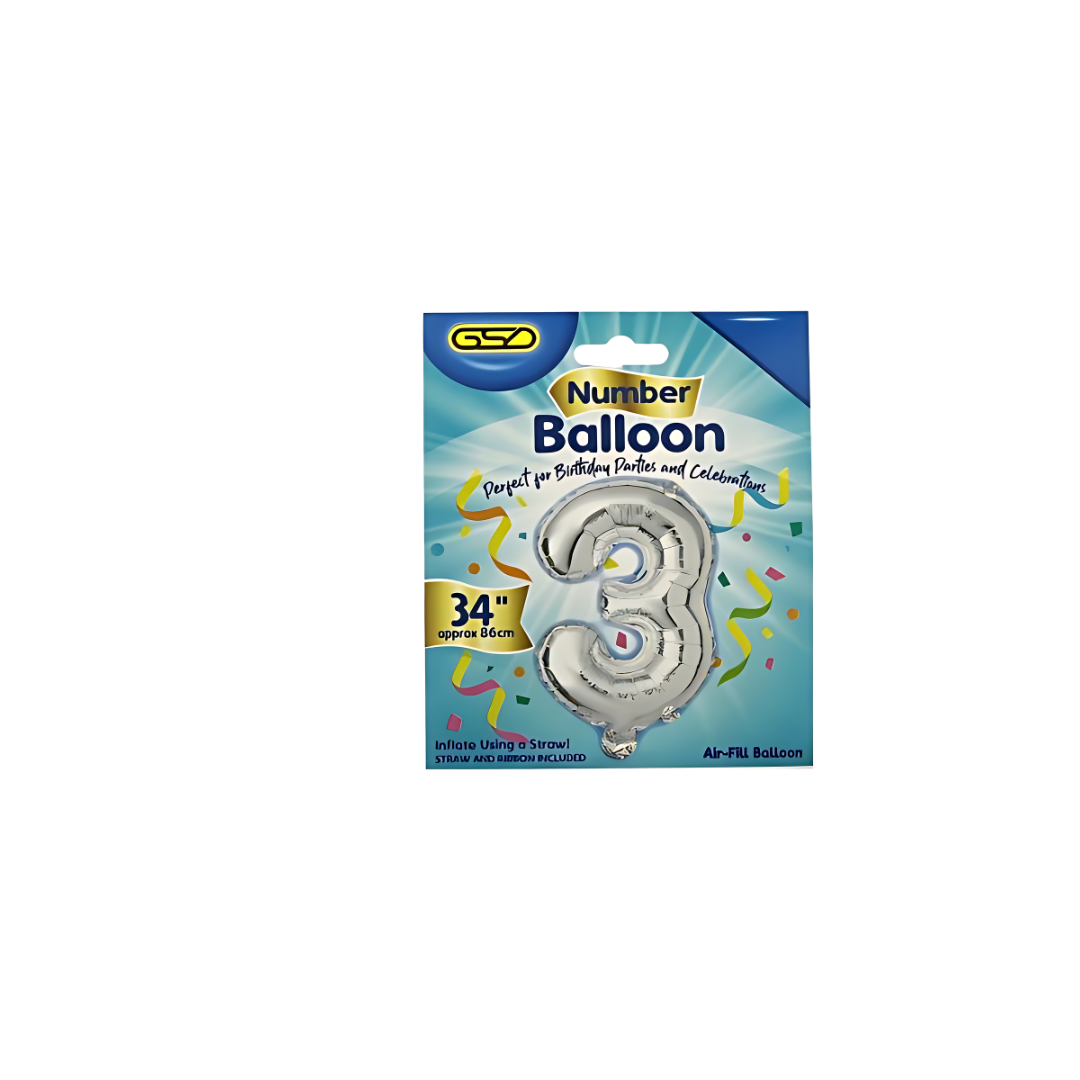 GSD Numbered Balloons Silver (Pack of 1)