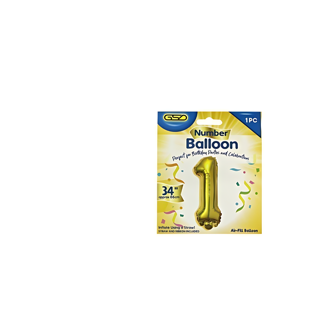 GSD Numbered Balloons Gold (Pack of 1)