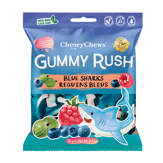 Gummy Rush Blue Sharks 90g (Pack of 12)