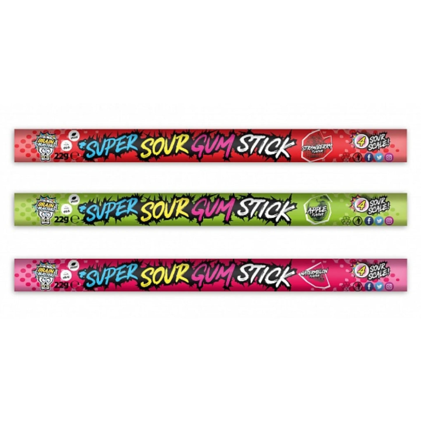 Brain Blasterz Sour Gum Stick 22g (Pack of 30)