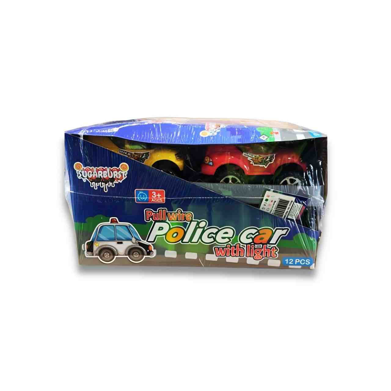 Sugar Burst Police Car pull wire with light Candy Toy (Pack of 12)
