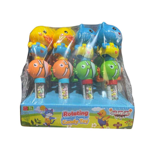 Sugar Burst Rotating Animal Dancer Candy Toy (Pack of 12)