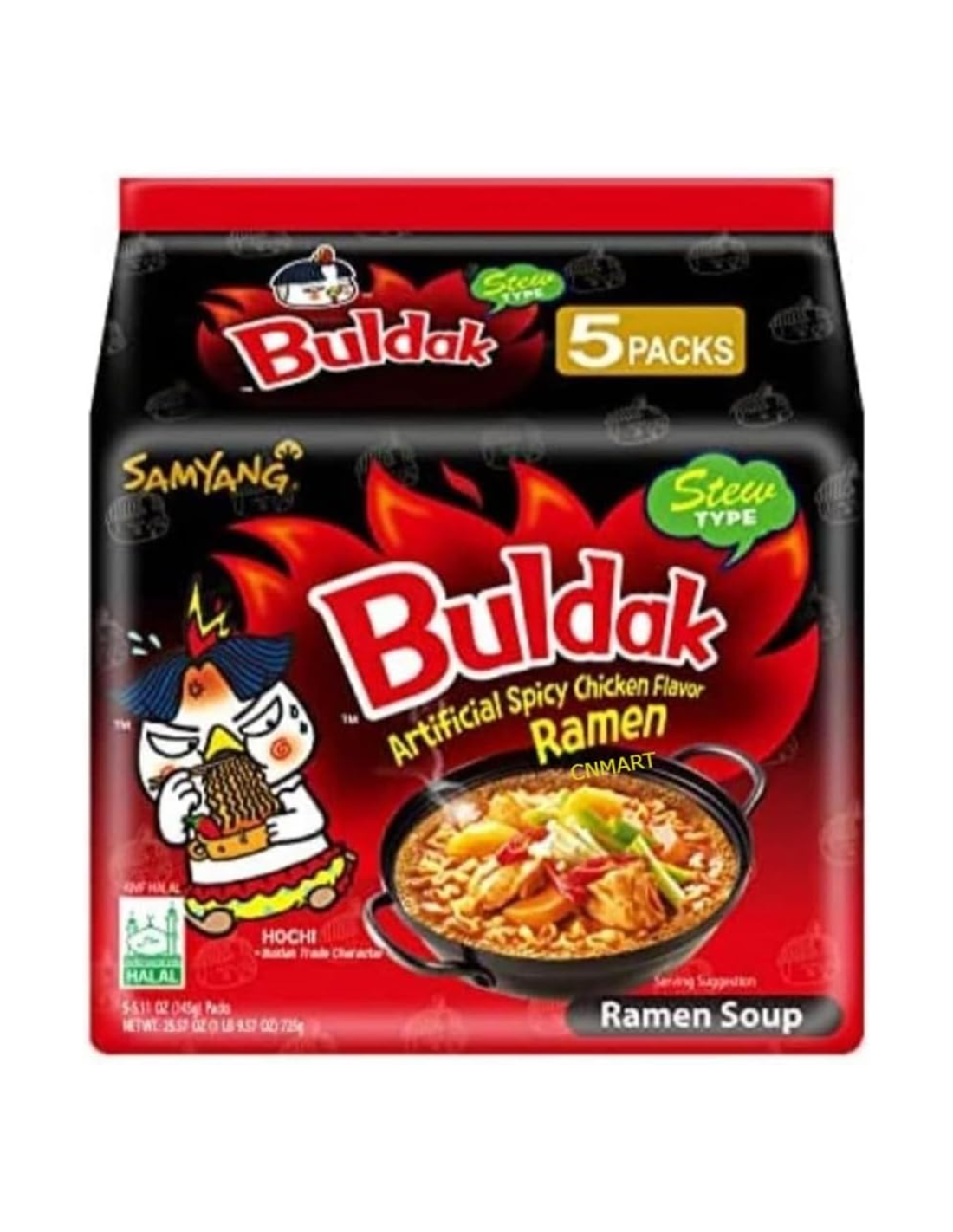 Samyang Hot Chicken Flavour Buldak Ramen Noodles Stew 5 Pack x 8 Bundles